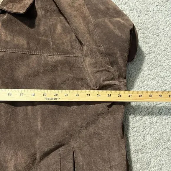 VTG Columbia Mens Suede Leather Barn Chore Jacket Sherpa Lined XXL Brown Zip - Picture 10 of 13